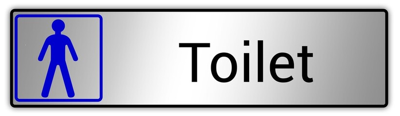 Panneau en anglais: Toilettes pour hommes et femmes, wc mixtes et unisexe - panneau pour salle de bain, toilettes et autres commodités texture en métal