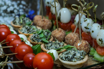 Snacks and desserts on the buffet table