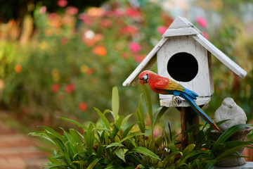 Wooden Bird decoration in the garden