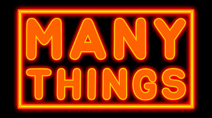 Many Things - glowing text on black background