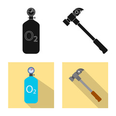 Vector design of mountaineering and peak icon. Set of mountaineering and camp stock symbol for web.