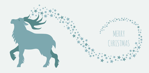 Fairy reindeer in the forest.  Elements for christmas holiday greeting card, poster design