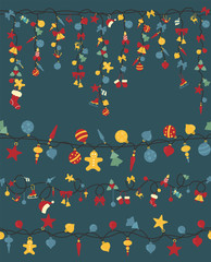Christmas light garlands set. Colour isolated design seamless pattern. New year winter collection