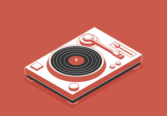 DJ deck. Isometric flat vinyl player