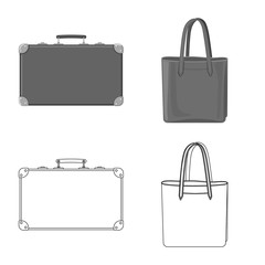 Vector design of suitcase and baggage logo. Collection of suitcase and journey stock vector illustration.