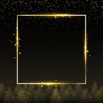 Black shiny Christmas and New Year festive background with square frame.  Stock Vector | Adobe Stock