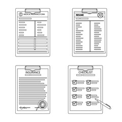 Isolated object of form and document icon. Collection of form and mark stock symbol for web.