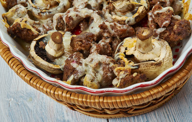 Baked mushrooms with minced meat