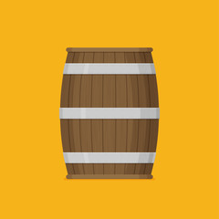 Flat vector Wooden barrel icon