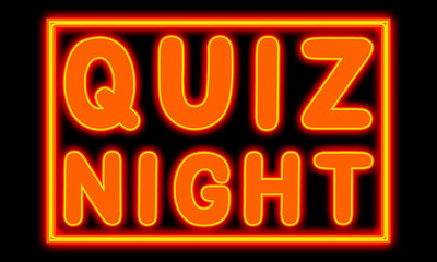 Quiz Night - glowing text on black background