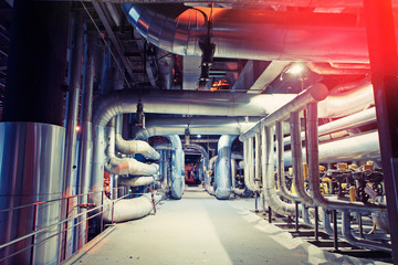 Industrial Steel pipelines, valves, cables and walkways