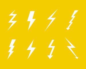 Vector Set of Lighnings Icons, Flat Design Elements.