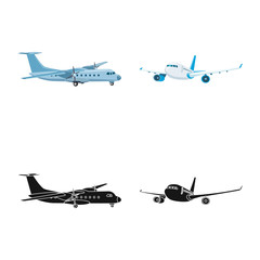 Isolated object of plane and transport logo. Set of plane and sky stock vector illustration.