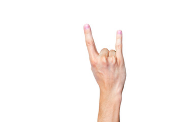 Male hand gesture and sign collection isolated over white background