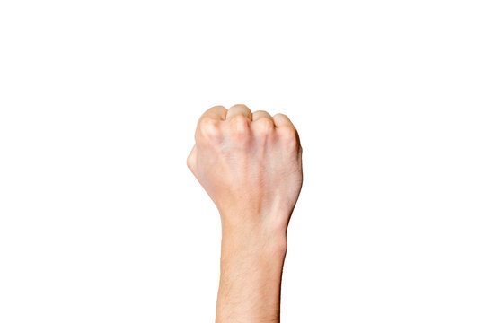 Male hand gesture and sign collection isolated over white background
