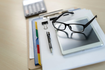 business concept Stack of documents graph financial to job succes