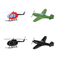 Isolated object of plane and transport icon. Collection of plane and sky stock symbol for web.