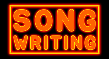 Song Writing - glowing text on black background