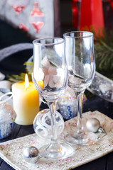New Year's celebratory table with glasses