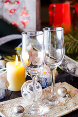 New Year's celebratory table with glasses