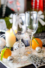 New Year's celebratory table with glasses