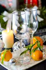 New Year's celebratory table with glasses