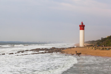 The Umhlanga beach and lighthouse, Umhlanga, South Africa.