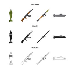 Vector illustration of weapon and gun icon. Set of weapon and army stock symbol for web.
