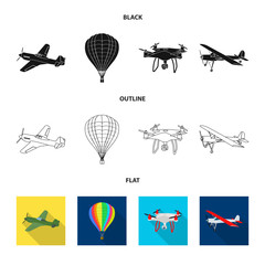Obraz premium Isolated object of plane and transport symbol. Collection of plane and sky stock vector illustration.