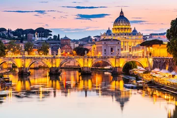 Deurstickers Vatican City. Saint Peter Basilica and Sant`Angelo Bridge. Rome, Italy. © SCStock