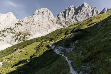 Fototapeta na wymiar Wanderweg im Gebirge im Sommer