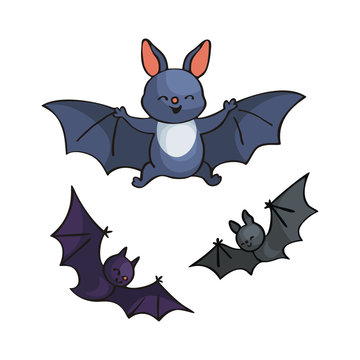 Cute bat. Vector illustration in cartoon style isolated on white background.