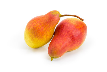 Red with yellow pears on a white background