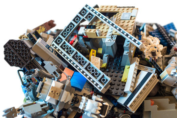 plastic constructor child toy details isolated