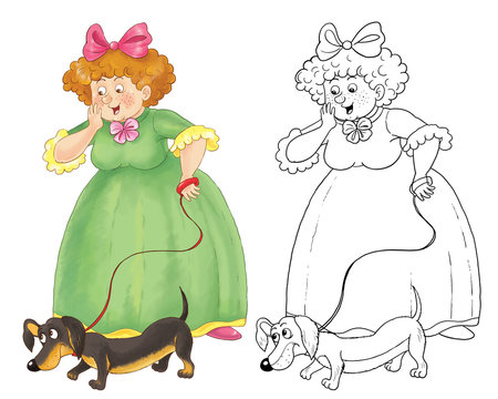 Cinderella. Fairy tale. Coloring page. Coloring book. Illustration for children. Cute and funny cartoon characters