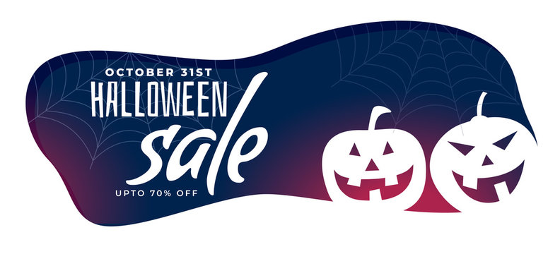 stylish halloween sale banner with spooky pumpkins
