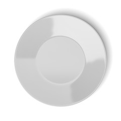 Empty White Porcelain Plate Top View
