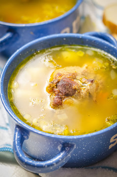 hot fresh homemade soup with meat