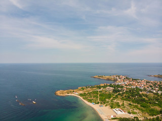 Ahtopol beach Bulgaria aerial view panorama.