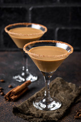 Chocolate martini cocktail or Irish cream liquor 