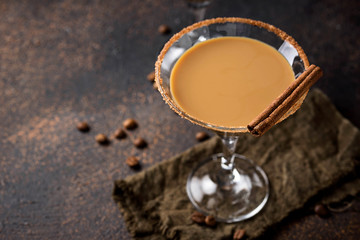 Chocolate martini cocktail or Irish cream liquor 