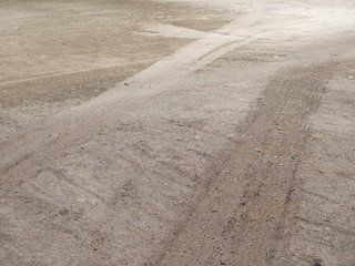 A field of ground with wheel track