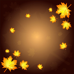 Vector background with orange and yellow falling autumn leaves.