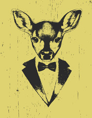 Portrait of Fawn in suit, hand-drawn illustration