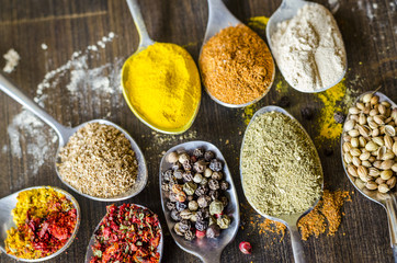 set of different spices and spices
