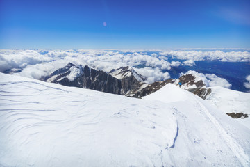 Fototapeta na wymiar Trekking to the top of Mont Blanc mountain in French Alps