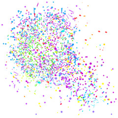 Multicolored confetti isolated on white. Geometric festive background with glitters. Colorful pattern for design. Print for flyers, posters, banners and textiles. Greeting cards. Luxury texture