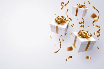 Falling gift box, Happy new year celebration. - 225302602