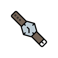 men leather watch line icon