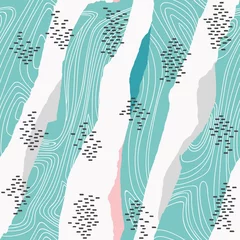 Tuinposter Zee naadloos patroon met abstract golvenornament